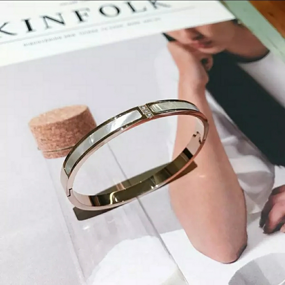 Titanium Steel seashell bangle with diamond